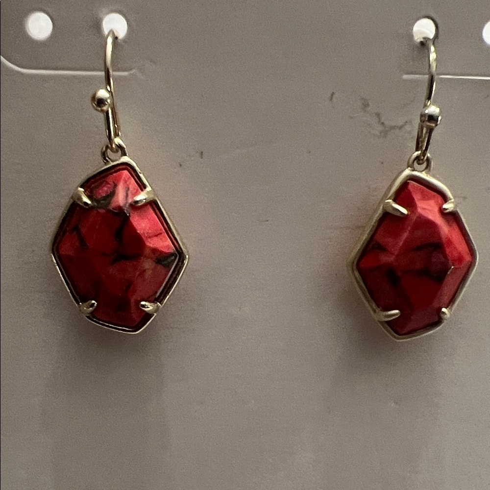 Kendra Scott Red Hex Drop Earrings - Picture 3 of 4